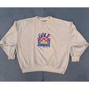 Vintage‎ Trader Bay Golf Embroidered Beige Crewneck Sweatshirt - 2XL Y2K 90s